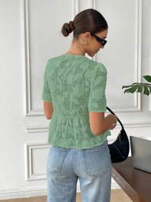 Serisse 女式优雅镂空蝴蝶结装饰衬衫，夏季