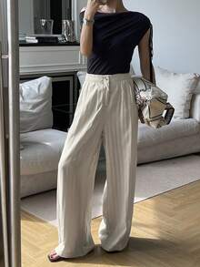 DAZY Women's Loose Pocket Pants, Casual Vacation Wear, Autumn - Light Grey - View 5