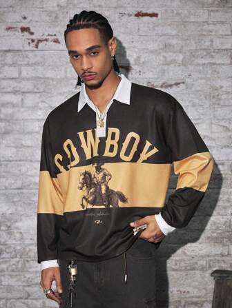  AXEPEAK 休闲街头风格撞色条纹短款男士 Polo 衫，秋季