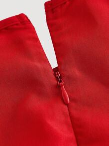 SHEIN MOD 大码女式纯色圆领系带侧无袖优雅连衣裙