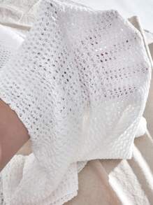 SHEIN Falda de punto calada con decoración floral 3D para mujer - Blanco - Ver 5