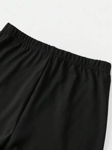 SHEIN Girlism 3 件套青少年女孩格子长袖衬衫、黑色短款背心和骑行短裤休闲校园风服装 - 黑與白 - 查看 5