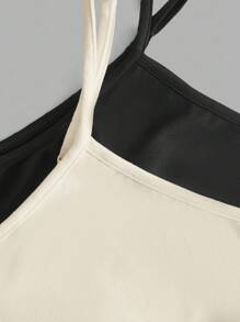 SHEIN EZwear 2 chiếc áo hai dây cơ bản màu đen và mơ cỡ lớn cho mùa hè - Nhiều màu - Xem 8