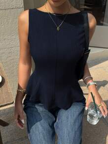 Siren Gaze Women Large Open Back Butterfly A-Line Sleeveless Top, Summer Blue Casual - Navy Blue - View 4