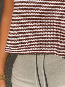 Siren Gaze 女式宽松纯色无袖背心，华夫格纹理，休闲百搭，春夏 - 咖啡棕 - 查看 7