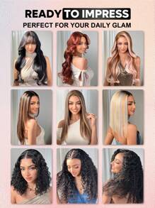 ALL READY WIG 13x4 预全蕾丝前额蜜金色挑染蓬松波浪窗帘刘海假发层次框架脸部预剪预漂白预拔魔法耳片适合所有头型 100% 真人发假发可染色加热 9AM 头发 - S4/27 - 查看 5