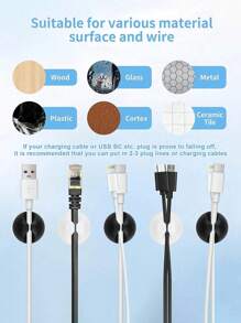 3pcs Desktop Cable Organizer Clips For Data/Earphone/Charging Cable Management, Bedside Cable Holder Back To School