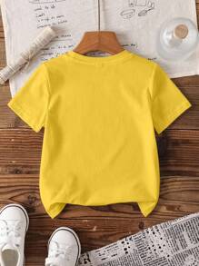 TOM & JERRY X SHEIN Young Boy Cartoon Graphic Crew Neck Short Sleeve T-Shirt - White - View 2