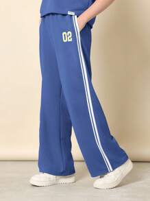 SUMWON 舞蹈队夏季短款上衣阔腿裤配套两件套运动队号练习服 - 藍色 - 查看 4