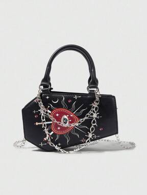 Goth Ladies' Fashion Tote Bag With Heart And Eye Graphic