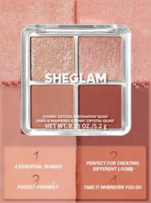 SHEGLAM Cosmic Crystal Eyeshadow Quad-Spellbound 4-Clolor Matte Glitter Eyeshadow Palette Neutral Tone Gold Rose Mauve Shine Glitter Long Lasting Ultra Pigmented Smooth Blendable Eyeshadow Brown Eyeshadow Graduation Birthday Holiday Summer Fall Autumn Y2K Fancy Fashion Women Brand Makeup Cosmetic Beauty Party Beach Travel Camping Outdoors School Campus Trip Festivals Decor Gift Present Rose Girl Cosplay Best Color Charm Vibe