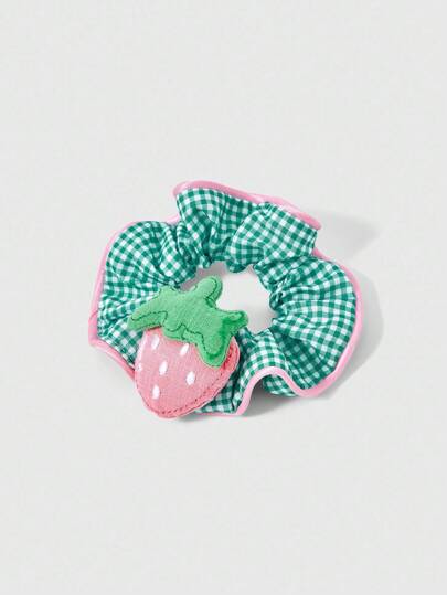 Kawaii Casual Cute Strawberry Colorful Plaid Scrunchie Hair Ties