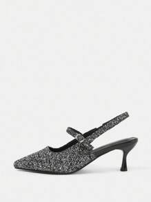 CUCCOO HITCHD Women's Fashion Red Strap Pointed Toe High Heels - Black - View 8