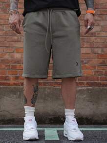 DAZY 男士几何图案设计灰色休闲短裤，夏季 - 灰色 - 查看 3