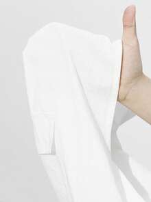 Maija 2025秋冬白色二合一裙子，单排手工缝制纽扣，绗缝腰部装饰，金属可调节皮带扣，现代优雅休闲通勤办公室适合婚礼宾客，海滩度假，音乐会，派对 - 白色 - 查看 9