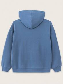 Teen Boy Letter Print Hooded Sweatshirt,In Fall/Winter - Blue - View 4