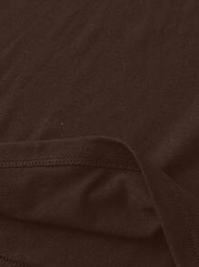 SHEIN LUNE WILD 休闲西部长角牛花卉图案常规版型女式背心，夏季返校季，休闲款 - 巧克力棕 - 查看 3