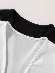 青少年女孩两件套休闲纯色长袖前开襟短款夹克 - 彩色 - 查看 5