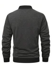 OTTIMOZO Men's Casual Street Flap Pocket Zip-Up Baseball Jacket,Fall, Old Money - Dark Grey - View 2