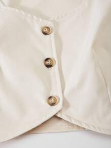 2 件套青少年女孩无袖开衫背心 + 高腰阔腿裤套装，休闲通勤装夏季