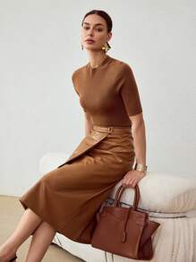 MOTF PREMIUM Falda envolvente de cintura con anillo sólido