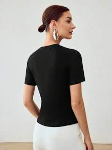 MOTF PREMIUM CAMISETA DE MANGA CORTA CON CONTRASTE DE LENTEJUELAS - Negro - Ver 3