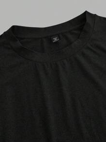 SHEIN EZwear 3 件套加大码纯色黑色、深棕色、杏色修身 T 恤，休闲