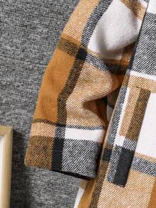 小男孩格子单排扣休闲连帽夹克 - 棕色 - 查看 7