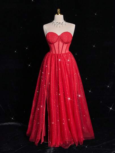 Grovea Plus Size Women Shiny Elegant Long  Vintage Formal Maxi Dresses For Women