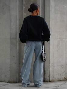 SAYEHFBABY Casual Washed Straight Leg Jeans Pants