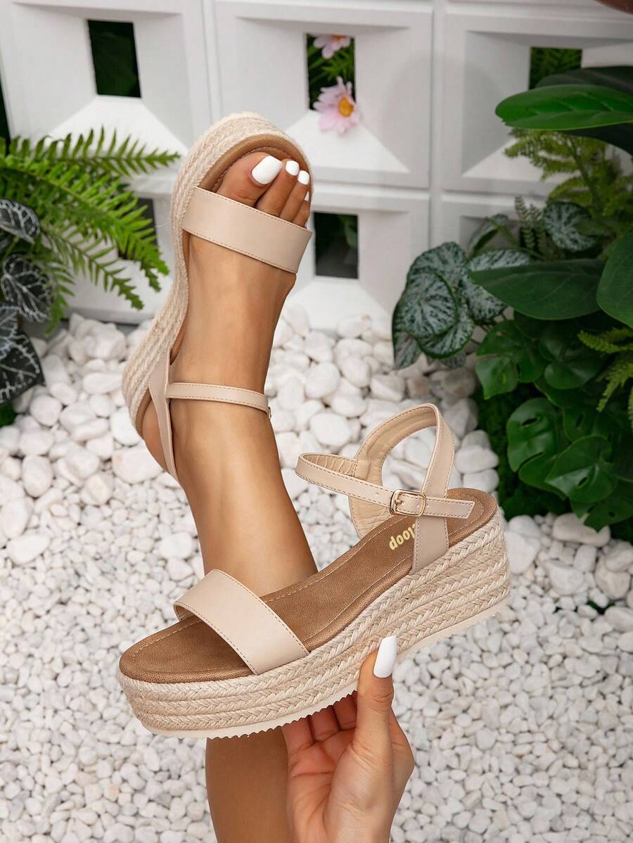 Styleloop Women's Woven Rope Platform Wedge Sandals, Vacation Style BOHO Chic Retro American Western Music Festival Party Outfit For Christmas Valentine's Day