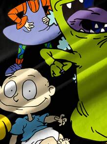 Nick 90s | SHEIN Young Boy Casual Cartoon & Letter Print Round Neck Short Sleeve T-Shirt, Summer