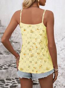 Chiquease Women's Elegant Hollow-Out Embroidery Jacquard Jacquard Lace Patchwork Camisole