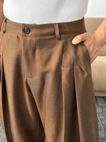ESTAVOR Herren Loose Woven Hose im Streetfashion-Stil - Kaffeebraun - Übersicht 4