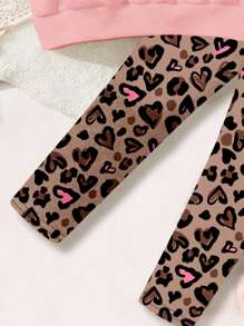 2pcs Girl Casual Crew Neck Long Sleeve Sweatshirt And Leggings Set, Suitable For Autumn And Winter - Multicolor - View 5