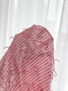 SHEIN Unity 女式性感亮片流苏露背吊带背心，夏季 - 粉色 - 查看 6