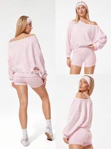 GLOWMODE 莫代尔柔软超大露肩卫衣日常休闲秋季