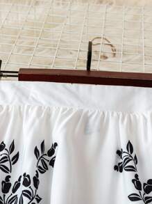 DreamSkyne Rok Motif Pohon Palem Bohemian untuk Wanita Ukuran Besar - Hitam dan Putih - View 3