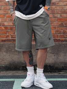 DAZY 男士几何图案设计灰色休闲短裤，夏季 - 灰色 - 查看 5