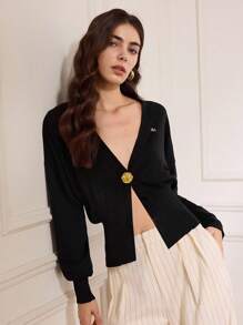 Briarwyn Áo khoác cardigan họa tiết hoa 3D kim loại trơn màu cho nữ Áo khoác cardigan họa tiết hoa 3D kim loại trơn màu cho nữ, Khóa kim loại hình hoa hồng, Áo khoác cardigan len, Thời trang thu đông cho nữ, Phong cách cổ điển cho nữ, Màu đen, Dành cho nữ - màu đen - Xem 9