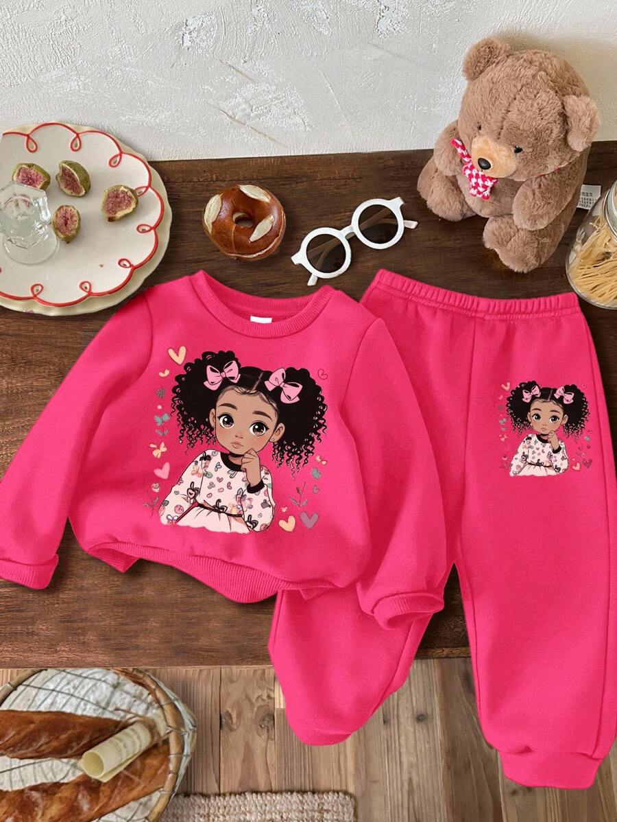 SHEIN 女婴针织柔软套头衫休闲厚毛衣套装，适合秋冬季