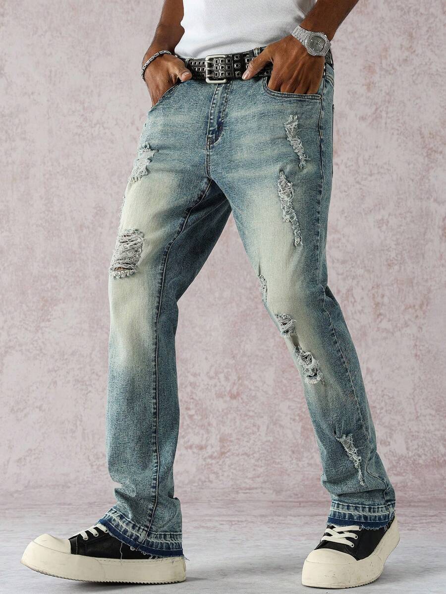 Manfinity EMRG Quần Jeans Ống Loe Vintage Denim Cũ Cho Nam - Rửa nhẹ - Xem 1