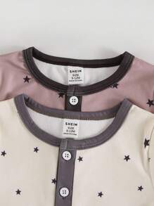 SHEIN 婴儿连体衣套装，3件套，男女童星空印花连体衣、裤子，婴儿冬季服装，婴儿休闲套装，中性婴儿服装，男女通用星空印花婴儿服装 - 彩色 - 查看 3