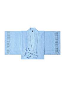 Irokai Wrap-Tie Long Sleeve Blouse And Cami Dress Yukatas (Without Obi & Fan) Kimono - Blue - View 7