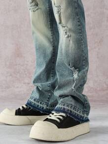 Manfinity EMRG Quần Jeans Ống Loe Vintage Denim Cũ Cho Nam - Rửa nhẹ - Xem 5