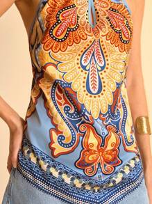 Áo ba lỗ hở lưng hở lưng kiểu Boho nhiệt đới thường ngày cho kỳ nghỉ hè trên bãi biển dành cho nữ - Nhiều màu - Xem 4