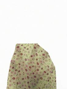 女式夏季度假风格碎花V领撞色蕾丝蝙蝠袖紧身胸衣T恤 - 芥末黃 - 查看 5