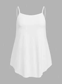 SHEIN EZwear 2 piezas Camisetas básicas de talla grande de unicolor caqui y blanco, para verano - Multicolor - Ver 6