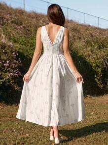 Savoree Women V-Neck Floral Midi Dress