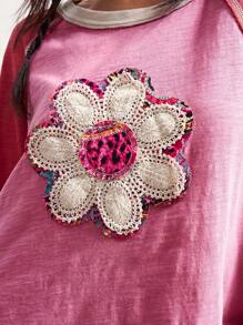 Bohemela Höst/vinter BOHO Semester Casual Patchwork Långärmad Lös T-shirt Med Grafisk Design För Damer - Multifärgad - Visa 2